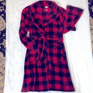 Faded glory. Boys size 10/12 soft, red, plaid robe.
